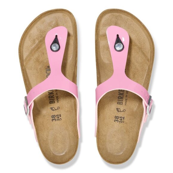 Birkenstock Gizeh Birko-Flor Patent - Patent Candy Pink/Black 39 New - Picture 1 of 6